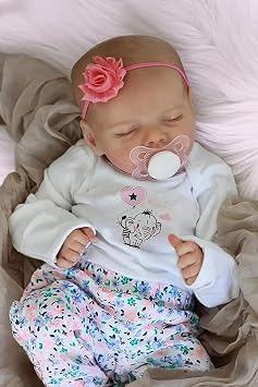 JIZHI Lifelike Reborn Baby Dolls Girl, 17 Inch Real Baby Doll Soft Body Realistic Newborn Vinyl Silicone Baby Doll Full Body Poseable Real Life Baby Dolls with Feeding Kit Gift Box for Kids Age 3