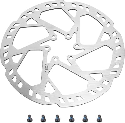 180mm Bike Disc Brake Rotor, SUS410 Stainless Steel Cycle Disc Brake Rotor with 6 Bolts 2.3mm Thick Fit for Road Bike Mountain Bike