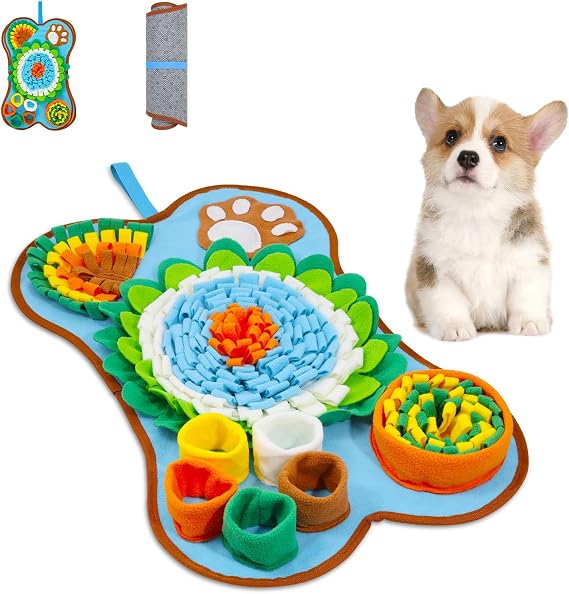 Snuffle Mat for Dogs, Pet Sniffing Pad for Medium & Small Dogs, 25 x 17 in, Slow Feeder Dog Treat Mat for Training & Stress Relief, Improves Sniffing Abilities, Non-Slip Bottom, Easy to Clean