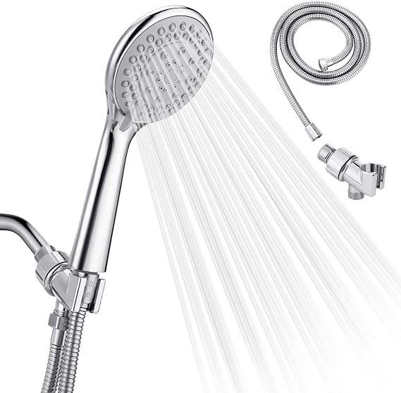 Detachable Handheld Shower Head with Hose - High pressure 5 Functions Showerheads Hand Held Shower Heads,Extra Long 4.7 ft. Stainless Steel Hose and Holder