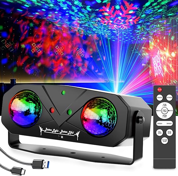 Disco Lights,Sound Activated Party Lights with Disco Ball,Star Light,Ocean Light,Pattern Lights for Party DJ Stage Dance Rave Wedding Xms Christmas Fesctival Gifts