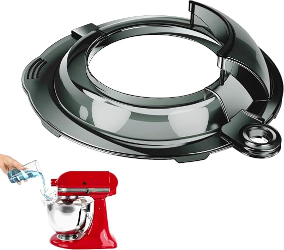 Pouring Shield Compatible with Kitchen Aid 4.5QT & 5QT Tilt-Head Stand Mixers,Fully Enclosed Foldable Lid Mixer Bowl Cover(Transparent Black)