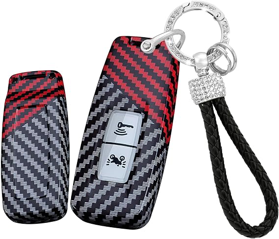 2 Buttons Smart Motorcycle Key Fob Cover with Keychain Fit for Honda Key Shell Case Fit for Honda PCX125 PCX160 Vision SH350 ADV150 ADV160 ADV350 NSS350 VARIO160 Key Sleeve Key Holder-D Red