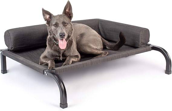 PetFusion Ultimate Elevated Outdoor Dog Bed | Large or Extra Large | Durable Steel Frame | 370 GSM Breathable, Water Resistant Polyester | Incl Protective Cover | Dark Grey