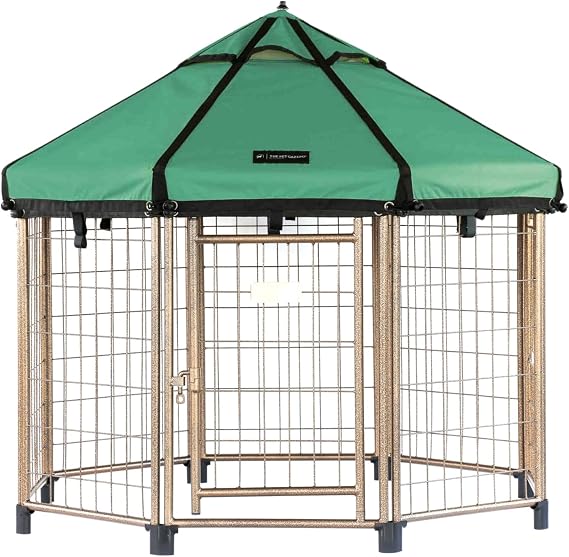 Advantek Pet Gazebo Indoor and Outdoor Metal Dog Kennel with Umbrella Roof, 4ft Hunter Green