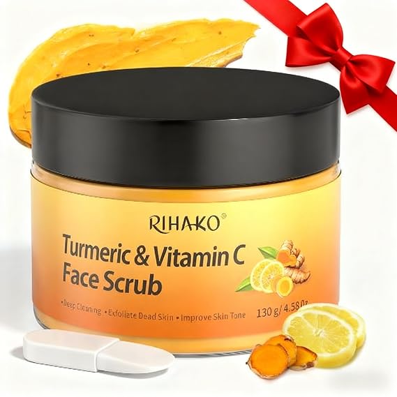 RIHAKO Easter Gifts for Women Turmeric Vitamin C Face Scrub-Turmeric Microdermabrasion Exfoliating Facial Scrub Vitamin C Face Exfoliator