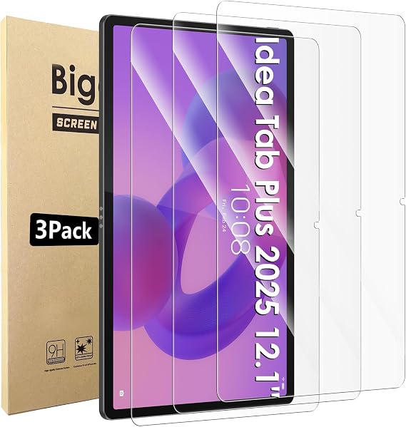 強化ガラススクリーンプロテクター 3枚パック Lenovo Idea Tab Plus 2025 12.1インチ対応 傷防止 気泡防止 ケースフレンドリー HDクリア 硬度9インチ 耐衝撃