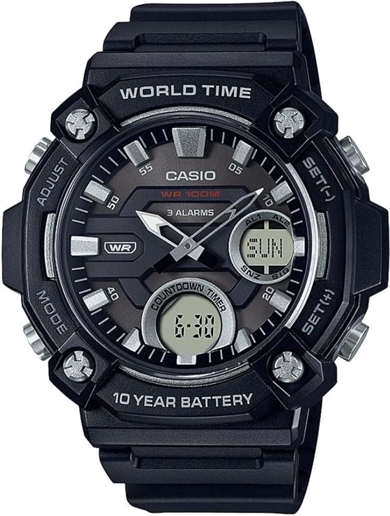 Casio AEQ-120W-1AVDF Wristwatch, Black, Standard