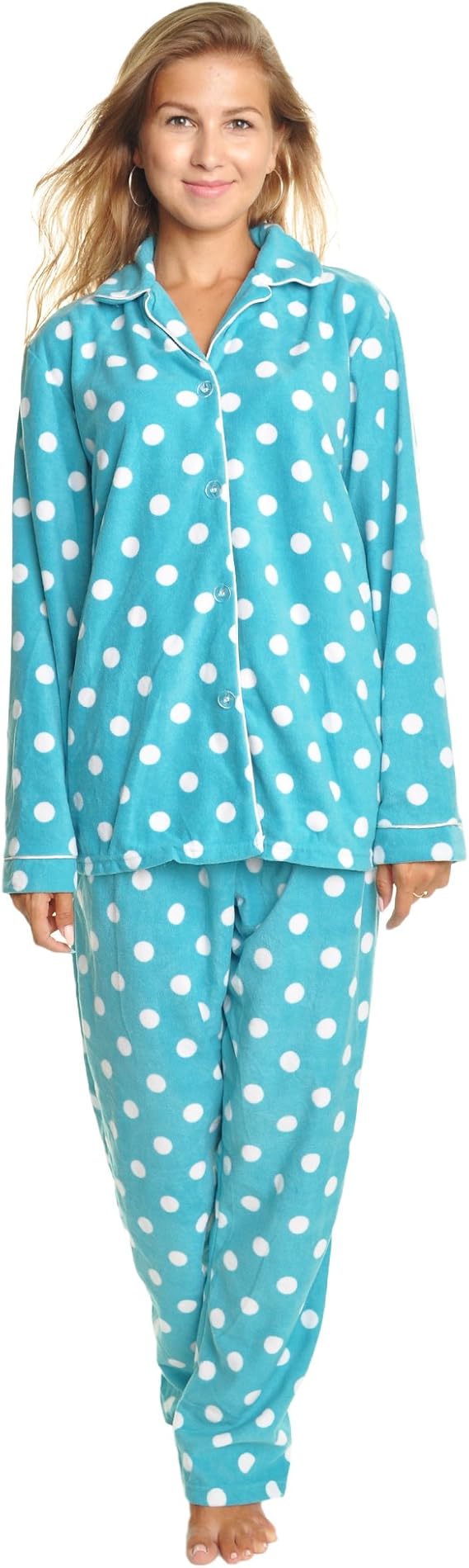 Angelina Women's Pajama Set Cozy Fleece with Notch Collar and Pockets