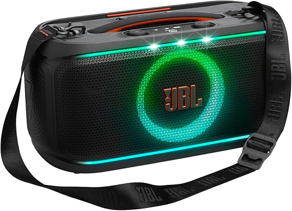 JBL PartyBox On-the-Go 2 ES Portable Party Speaker with Wireless Shoulder Strap IPX4 Waterproof Black