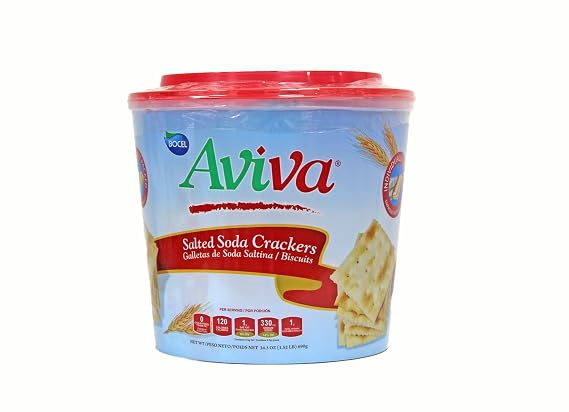 Aviva Saltines Soda Crackers Family Size | Individually Wrapped Fresh Packs | 1.06 Oz | 1 Bucket |