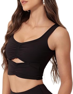 Aivtalk Womens Soft Padded Built-in Bra Sports Yoga Bra Tank Top Crop Padded Workout Yoga Top