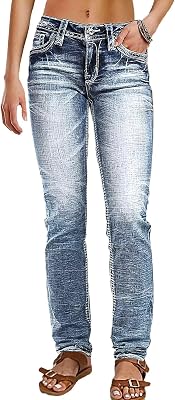 Flamingals Mid Rise Skinny Jeans for Women Trendy Wash Stretchy Butt Lifting Western Jeans with Pocket Back