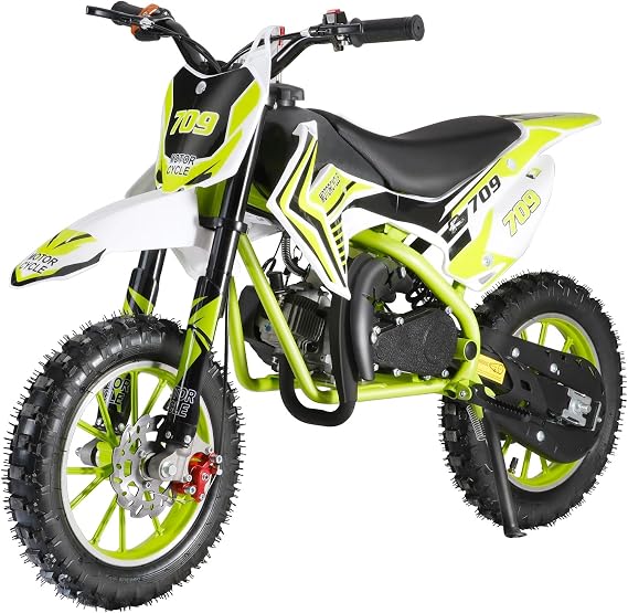 50cc Kids Dirt Bike, 2-Strok Gas Dirt Bike, Gas Power Motocross Bike, Off Road Gas Pocket Bike, Mini Dirt Bike for Kids, Gas Powered Dirt Bike, Gas Motorcycle with Front Rear Disc Brakes
