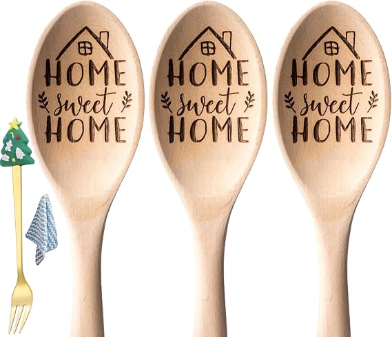 Witch's Brew Wood Spoon, Witch’s Brew Wooden Spoon, Magic Divination Bamboo Cooking Utensils, Engraved Wooden Spoons for Cooking, Cooking Spoon for Kitchen House Warming Gift (3Pcs)