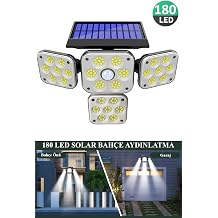 TechnoSmart 180Ledli Solar 4 Başlıklı Bahçe Aydınlatma Duvar Lambası Güneş Enerjili Hareket Sensörlü