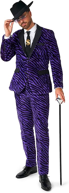 Suitmeister Men's Costume - Pimp Faux Fur Halloween Party Slim Fit - Purple