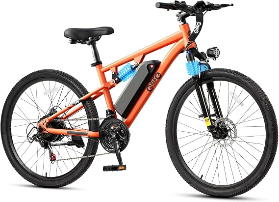 Qlife Racer Electric Bike for Adults - 21-Speed Mountain Lightweight Ebike with Peak 1000W Brushless Motor,48V 375Wh Removable Battery,26X2.1 Tire Step Over E-MTB,Up to 40 Miles Range