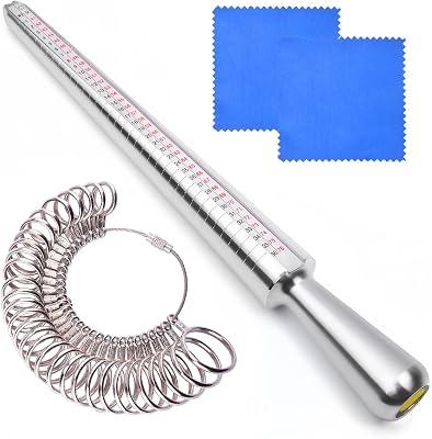Ring Mandrel Sizer Finger Sizing Measuring Stick - Ring Sizer Guage 27 Pcs Metal Circle Models Jewelry Tool