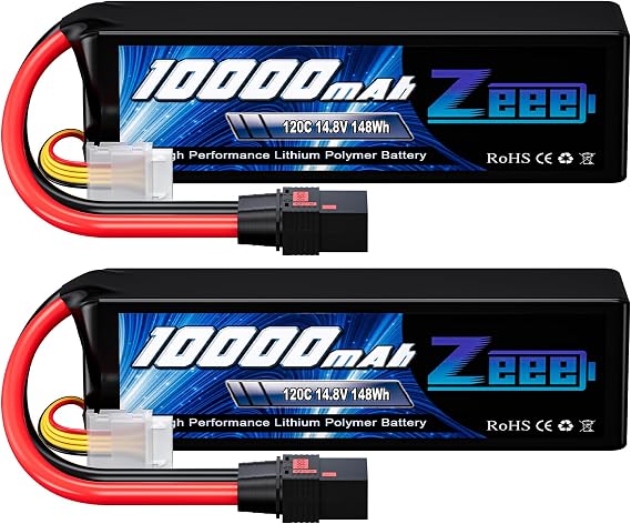 Zeee 4S 10000mAh Lipo Battery 14.8V 120C with QS8 Connector (2 Pack)