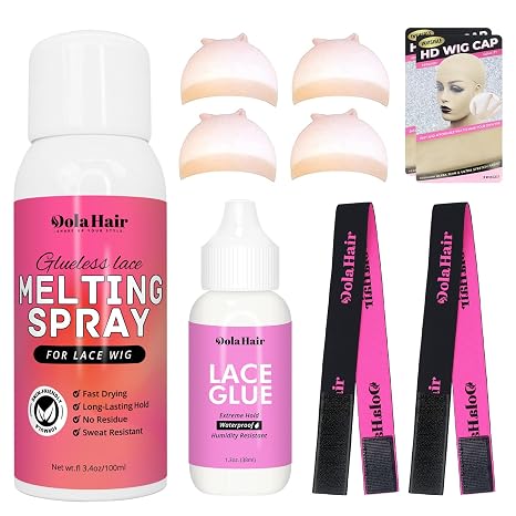 Lace Melting Spray with Lace Wig Glue Kit Melting Bands HD Wig Caps
