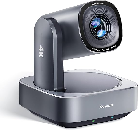 Tenveo 4K PTZ Camera 20X Optical+8X Digital Zoom AI Humanoid & Face Auto-Tracking USB3.0/HDMI/LAN PoE IP Live Streaming Camera for Church Broadcast Events Video Conference YouTube OBS