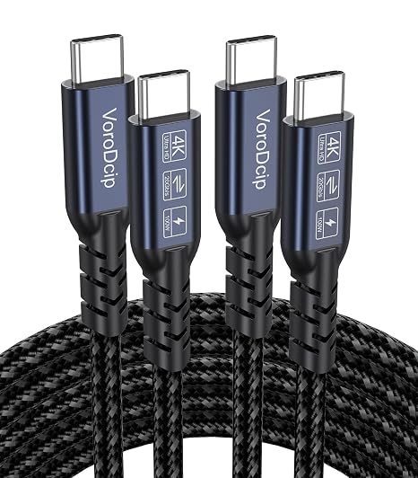 USB C to USB C Data Transfer Cable 6Ft 2 Pack, USB C 3.2 Gen 2x2 Cord | 20Gbps High Speed, 4K@60Hz Video Display, 100W Fast Charging Full Function Cord for Macbook Phone Monitor External SSD