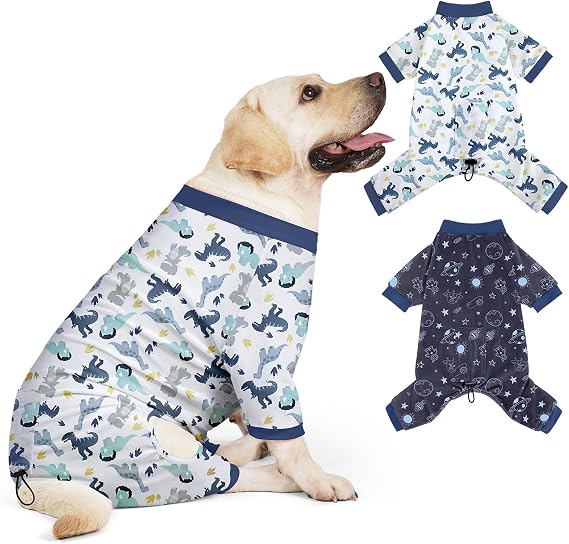 2 Pack Adjustable Dog Pajamas Breathable Stretchy Pet Onesies | Soft Doggie Sleepwear With An Adjustable Buckle Offering A Cozy Fit For Small Medium And Large Breeds During Rest