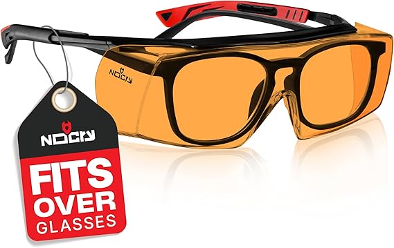 NoCry Blue Light Blocking Safety Glasses Over Eyeglasses with 100% UV Protection UV Light Protection with Anti-Fog & Anti-Scratch Lenses; ANSI Z87.1 Certified Adjustable Temples with Anti-Slip Tip