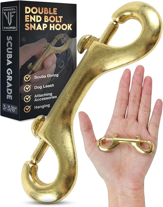 Eye Bolt Snap Scuba Grade Solid Brass 3-3/8" Double Ended Snap Hook Clip