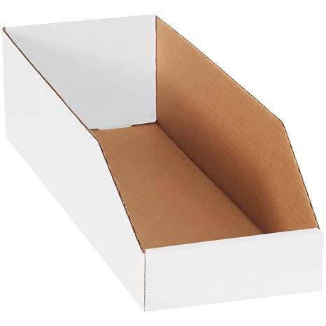 Boxes Fast BFBINBWZ618 Open Top Bin Boxes, 6" x 18" x 4 1/2", White (Pack of 50)