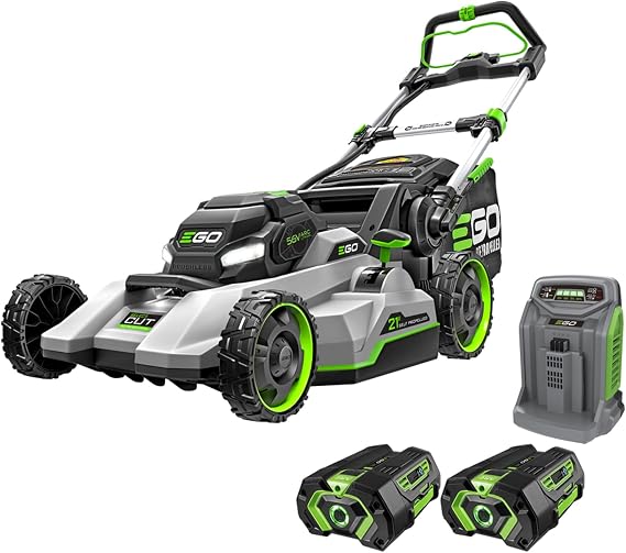 EGO Power+ Electric Lawn Mower, Self-Propelled Cordless with Select Cut and Touch Drive, Includes (2) 56V 4.0Ah Batteries and Rapid Charger LM2132SP-2