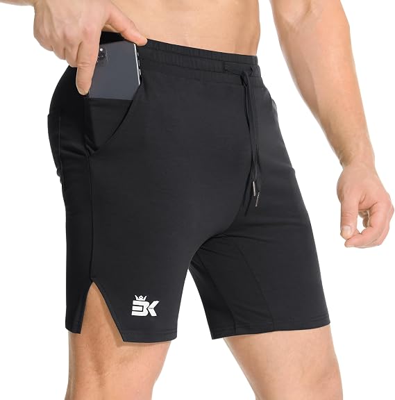 BROKIG Mens 5 Inch Cotton Athletic Shorts Slim Fit Gym Running Shorts