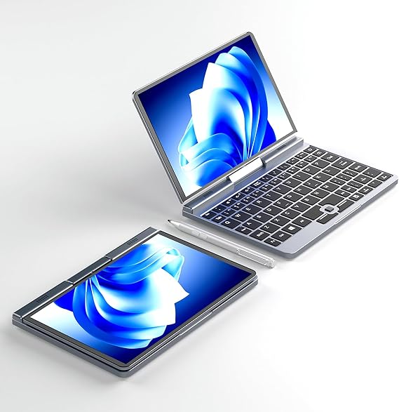 8 inch Mini Laptop Windows 11, 12th Gen Intel N100 Touch IPS Screen Micro PC, 12G DDR5 RAM 128GB SSD Pocket Notebook, 2 in 1 Gaming Tablet Computer with Stylus, WiFi6 BT5.2