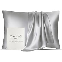 100% Pure MulberrySilk 25 Momme 6A+ Grade Pillowcases for Hair and Skin, Anti-Aging Acne-Free (King, Silver Grey, 1pc)