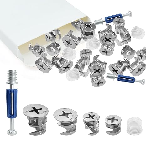 120 Pcs Cam Locks for Furniture, 3-in-1 Furniture Cam Lock Fasteners Kit