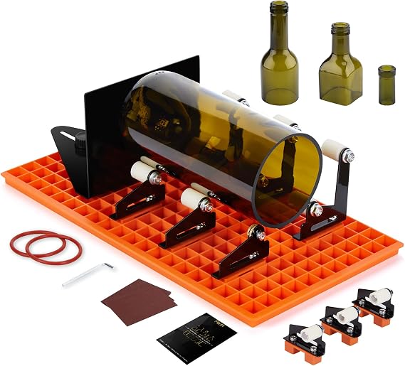 Glass Bottle Cutter Kit, Adjustable Baffle, for Square & Round Bottles | Glass, DIY cutting, square/round bottles, adjustable baffle, splicing baseboard, complete set