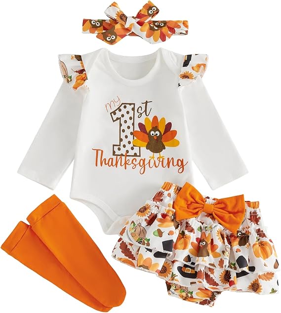 FYBITBO Newborn Baby Girl Christmas Outfits Infant Christmas Clothes Set | My First Christmas Baby Girl Outfit Newborn Infant Ruffle Romper Skirt Dress Winter Holiday Clothes Set