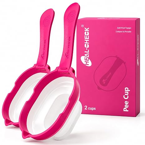 HEAL-CHECK 2 Urine Cups for Ovulation & Pregnancy Test, Reusable, Leak-Proof and Collapsible Silicone Design for Home Fertility Testing
