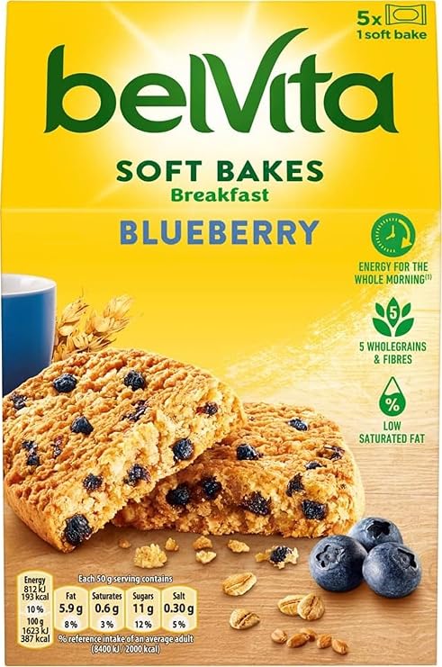 Belvita Breakfast Biscuits Soft Bakes Filled Blueberry, 250 g