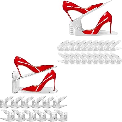 shoe slots organizer for cloest - white 20pack & transparen 12 pack