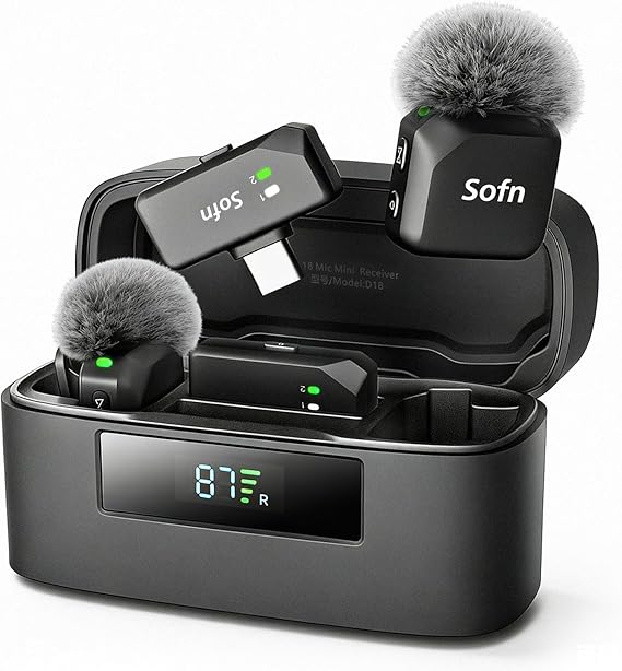 Wireless Lavalier Microphone for iPhone and Android(Lightning & USB-C),Lapel Mini Mic with 3-Level AI Noise Reduction,Wireless Mic with Magnetic Sheet for Video Recording,Vlog,YouTube