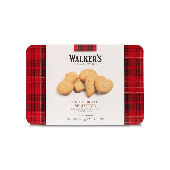 Walkers Shortbread Selection Cookie Tin, Assorted Shortbread Cookies from Scotland, 8.5 oz