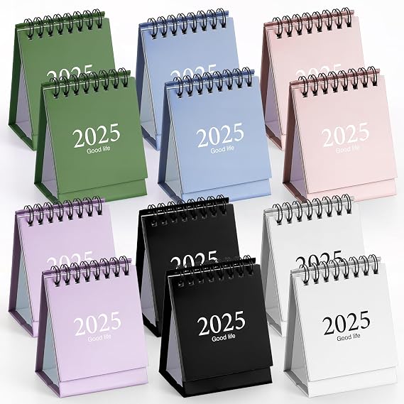 12 Pcs for MINI Desk Calendar 2025, for MINI Desk Calendar 2024-2025 - Runs From Jul. 2024 until Dec 2025, Small Desktop Calendar Thick Paper Twin-Wire Binding for Home Office School