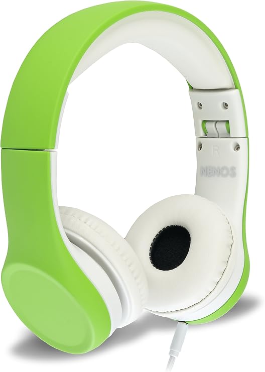 Nenos Wired Children's Headphones Kids Over Ear Headphones Volume Limited Foldable (Green)