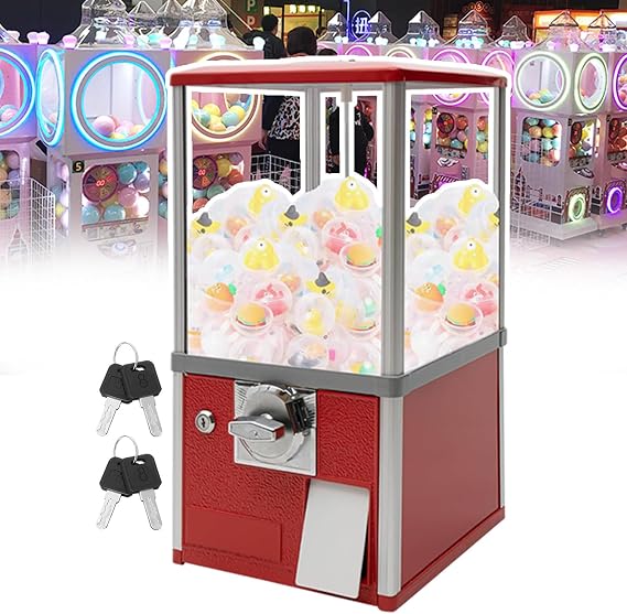 Vending Machine For Business,Commercial Gumball Candy Prize Machine For 4.5-2.5 Cm Ball,Vending Dispenser,Capacity 100-200, For Home,Game Stores And Retail Stores,red