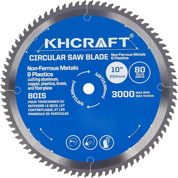 Laser-Cut Circular Saw Blade 10 Inch 80 Teeth 1 Inch Arbor for Aluminum and Non Ferrous Metals