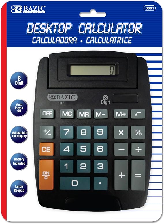 BAZIC Products 8-Digit Large Desktop Calculator, Tilt Display
