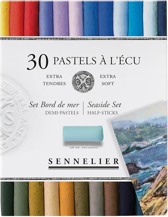 SENNELIER Extra-Soft French Half Pastel Seaside Professional Artist Box Set, 30-Colors