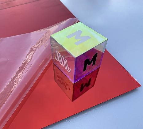 Set of 2 Acrylic Sheet 1/8" Red Mirror, Red Mirrored Acrylic Lucite Plexiglass Sheet (Actual Size 11.875" x 11.875")